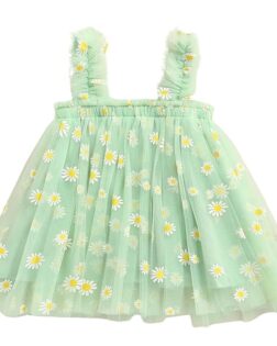 TotzTouch Baby Girls Dress | Frock Cami Strap Flared Printed Net Sleeveless Gown 3 Set