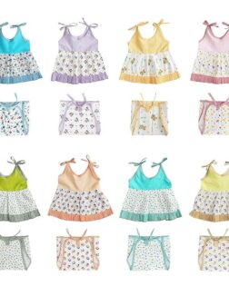 ABOUT SPACE New Born Baby Clothes - (Set of 8) New Born Baby Cotton Frocks with Nappies for Baby Girls - Multicolor Sleeveless Printed Jhabla Baby Wear, Infant Clothing Combo